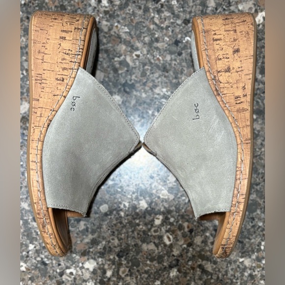 b.o.c. Women's Light Gray Mule cork wedge open-toe sandals - Picture 4 of 15